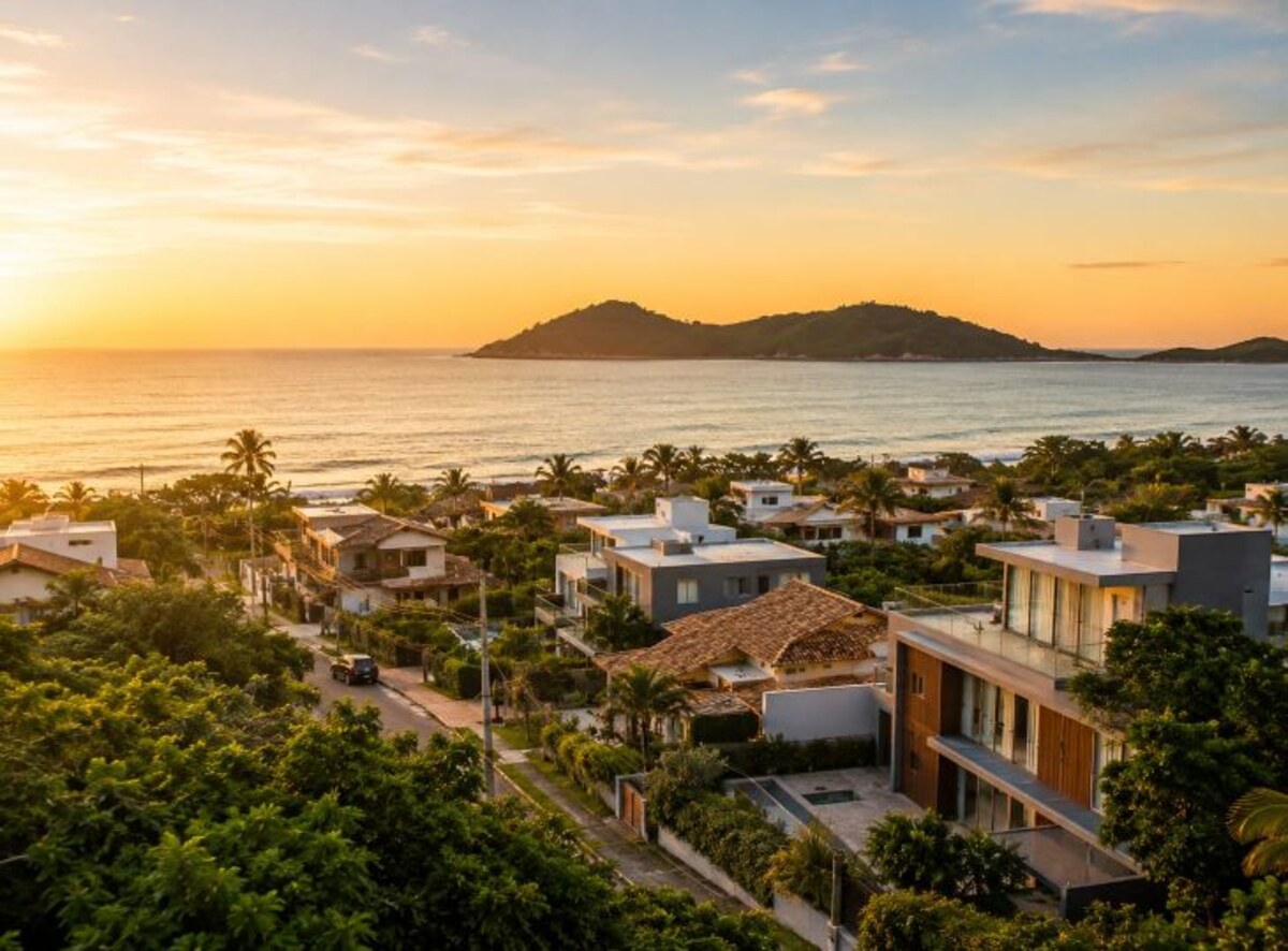 Campeche bei Sonnenuntergang — weite Atlantikküste im Süden Florianópolis.